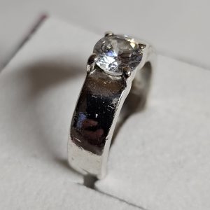 18 mm Silberring Ring Silber 925 Kristall klar Vintage elegant SR1575