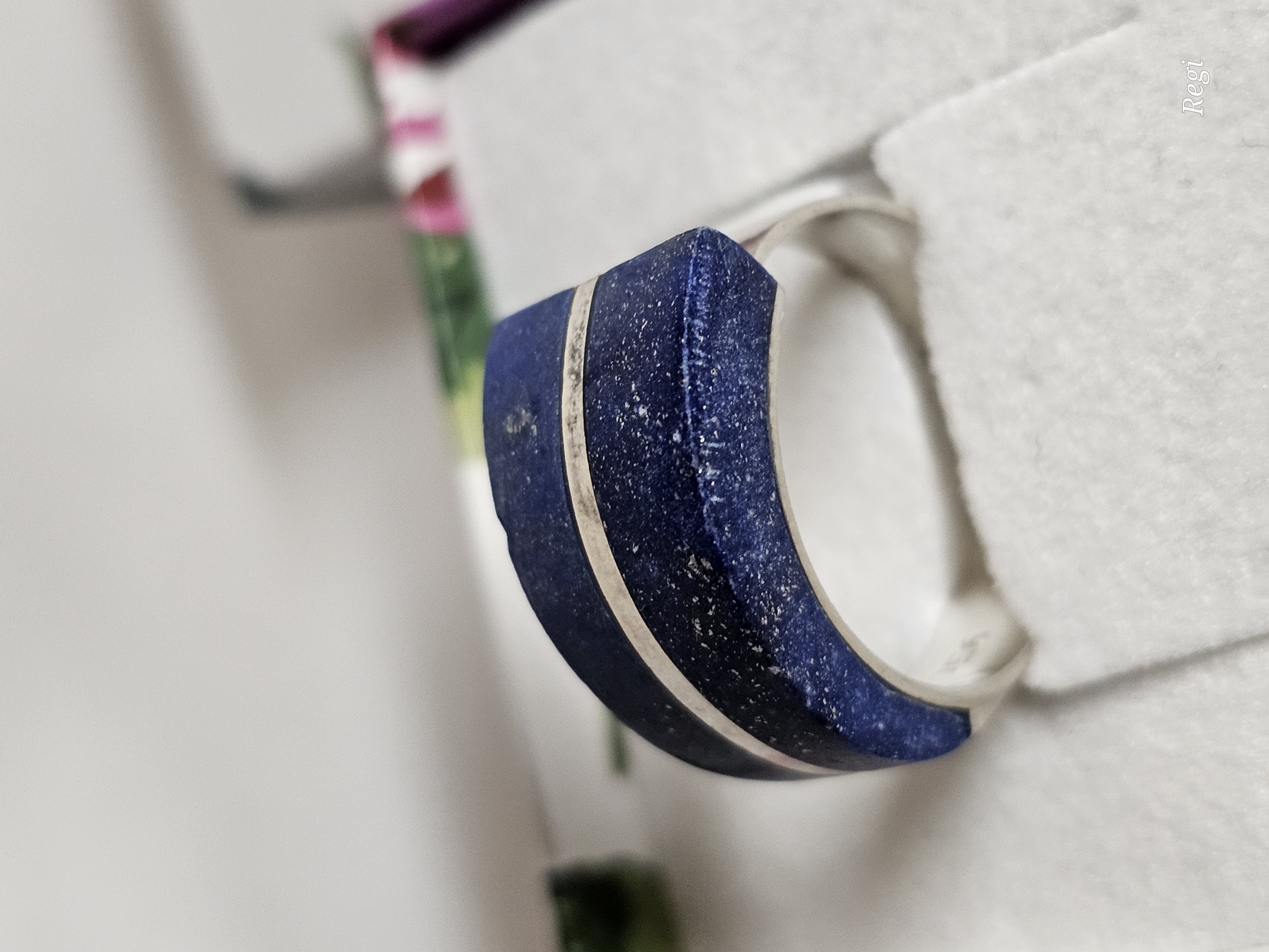 17,6 mm Stylisch schicker Silberring Ring Silber 950 Lapislazuli Design Vintage Eleganz SR1588