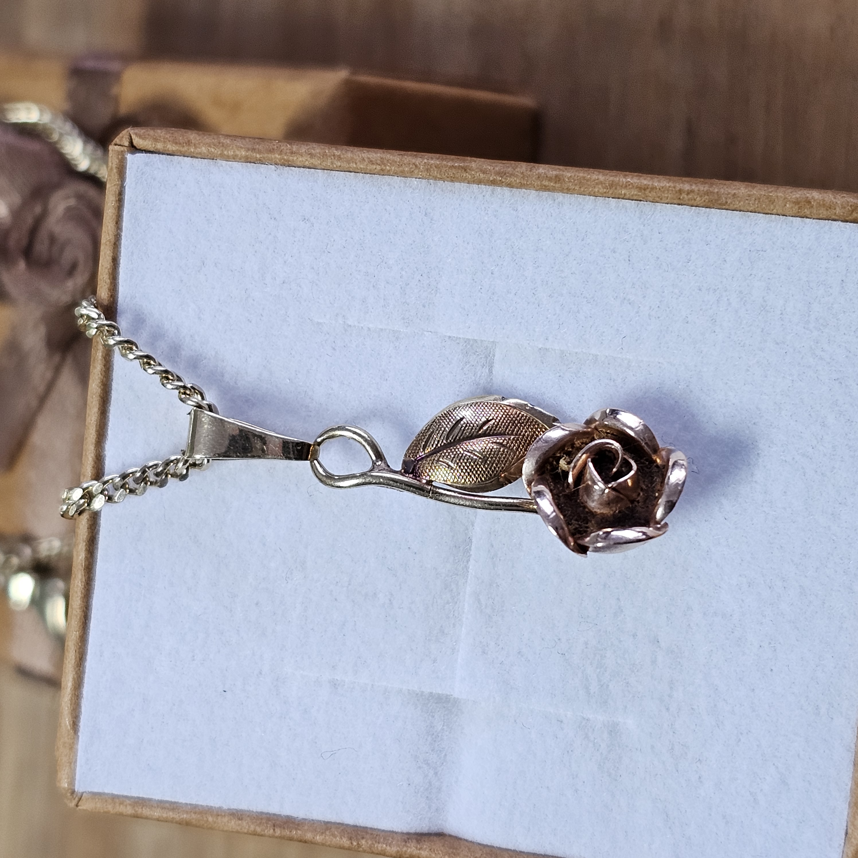 Nostalgischer Anhänger ohne Kette Gold Gelbgold Rotgold 333 Blume Rose Shabby Vintage GAN256