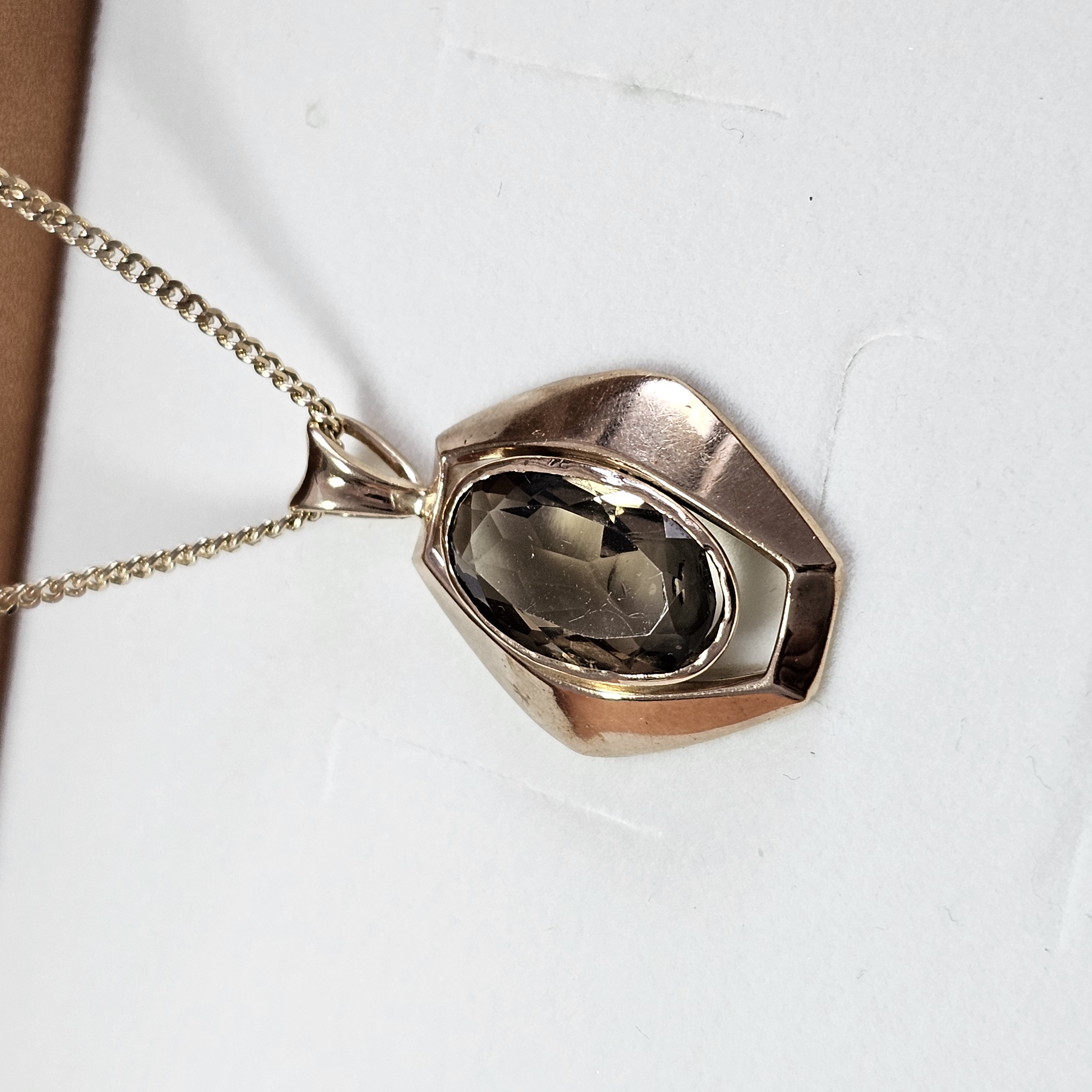 Nostalgischer Anhänger Goldanhänger - ohne Kette - Gold 333 Rauchquarz Smoky Quartz Design Shabby Vintage elegant GAN149