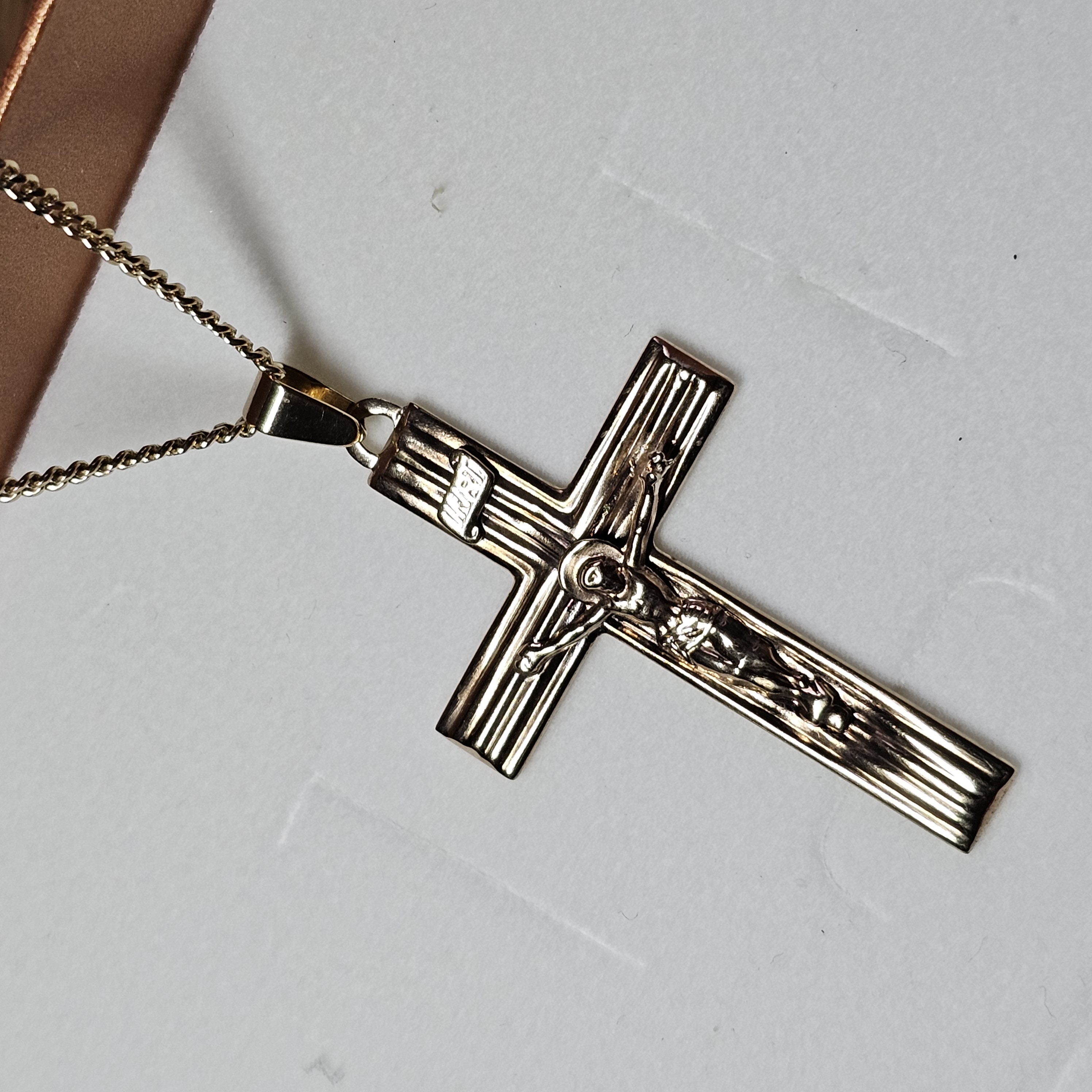 Nostalgischer Kreuzanhänger ohne Kette Kreuz Goldanhänger Anhänger Kreuz Jesus Inri Gold 333 Vintage elegant GAN197