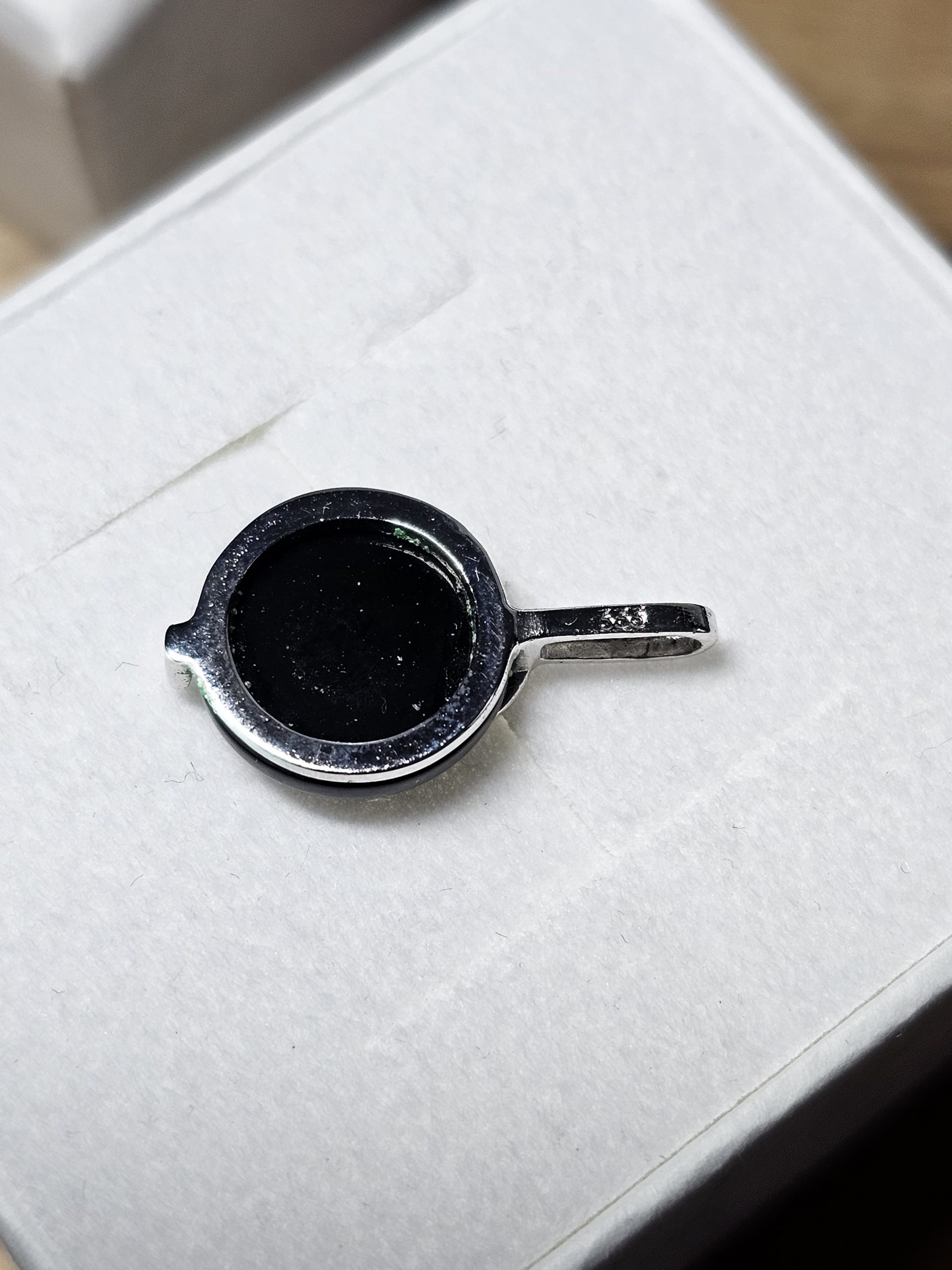 Anhänger ohne Kette rund Gold Weißgold 333 Onyx schwarz Design Vintage elegant GAN141 – Bild 5