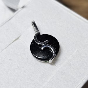 Anhänger ohne Kette rund Gold Weißgold 333 Onyx schwarz Design Vintage elegant GAN141