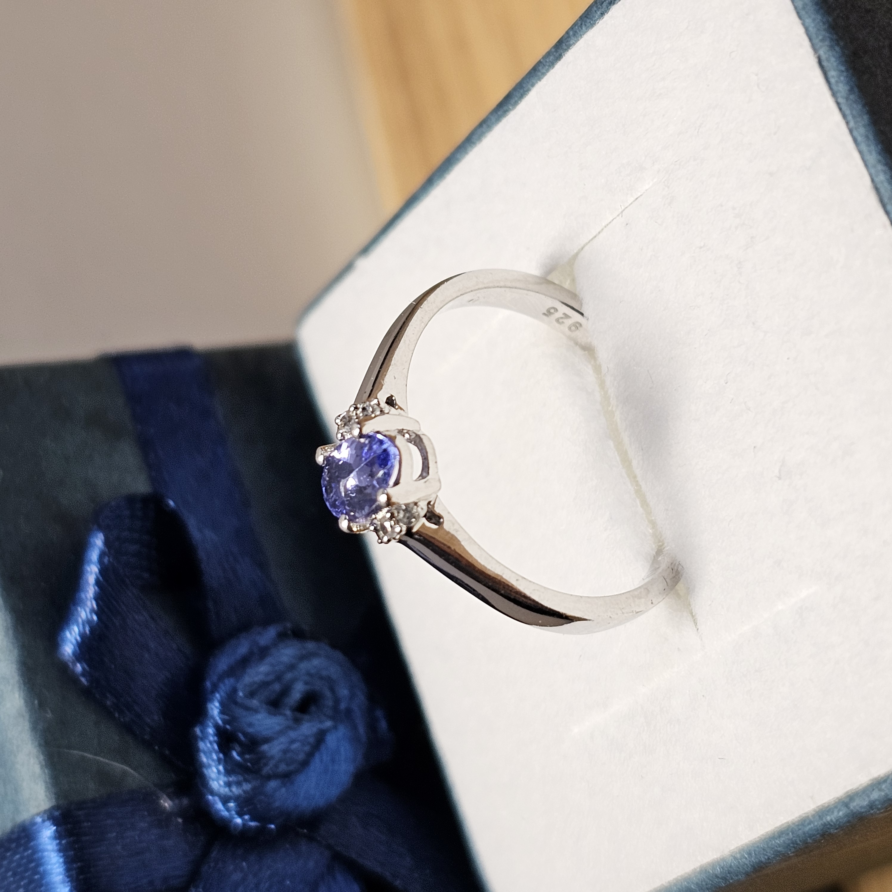 18 mm Toller Ring Silberring Silber 925 Kristalle blau & klar Design Vintage elegant selten rar SR1328