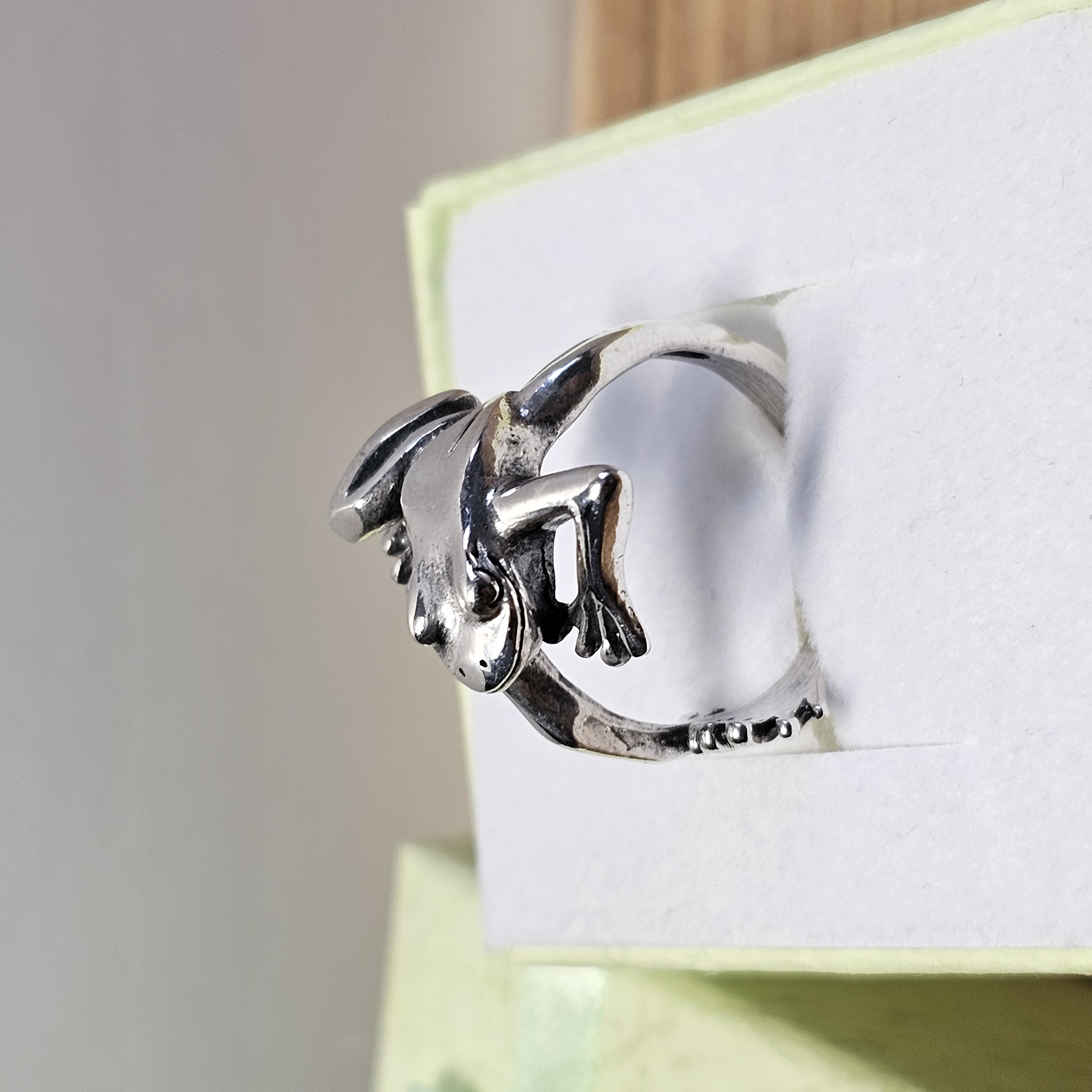 18,3 mm Extravaganter Silberring Ring Silber 925 Frosch nostalgisch Vintage selten rar SR1335