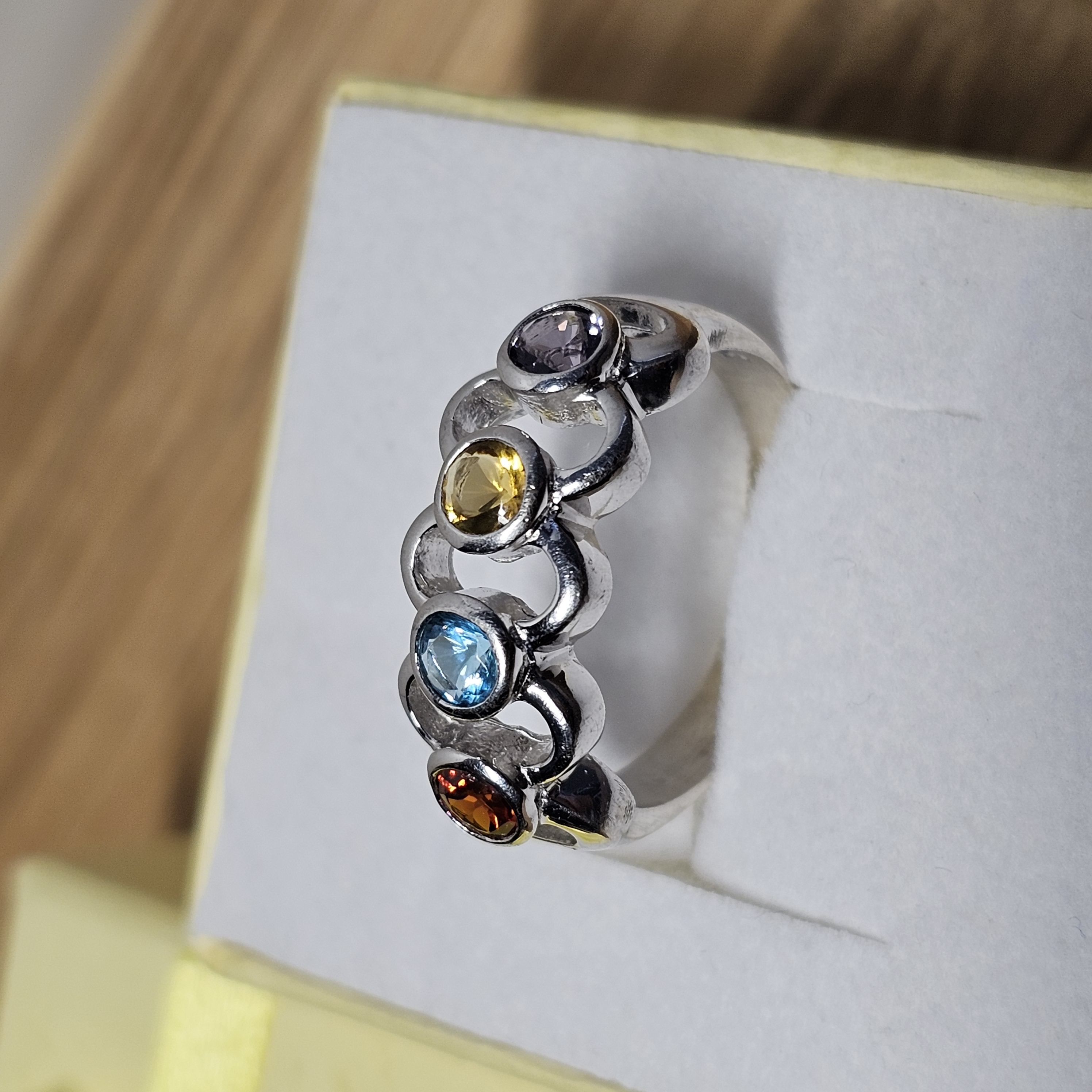 20,2 mm Silberring Ring Silber 925 Kristalle bunt Design Vintage elegant SR1349