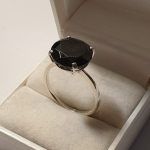 20 mm Silberring Ring Silber 925 Kristall schwarz Vintage elegant SR1345