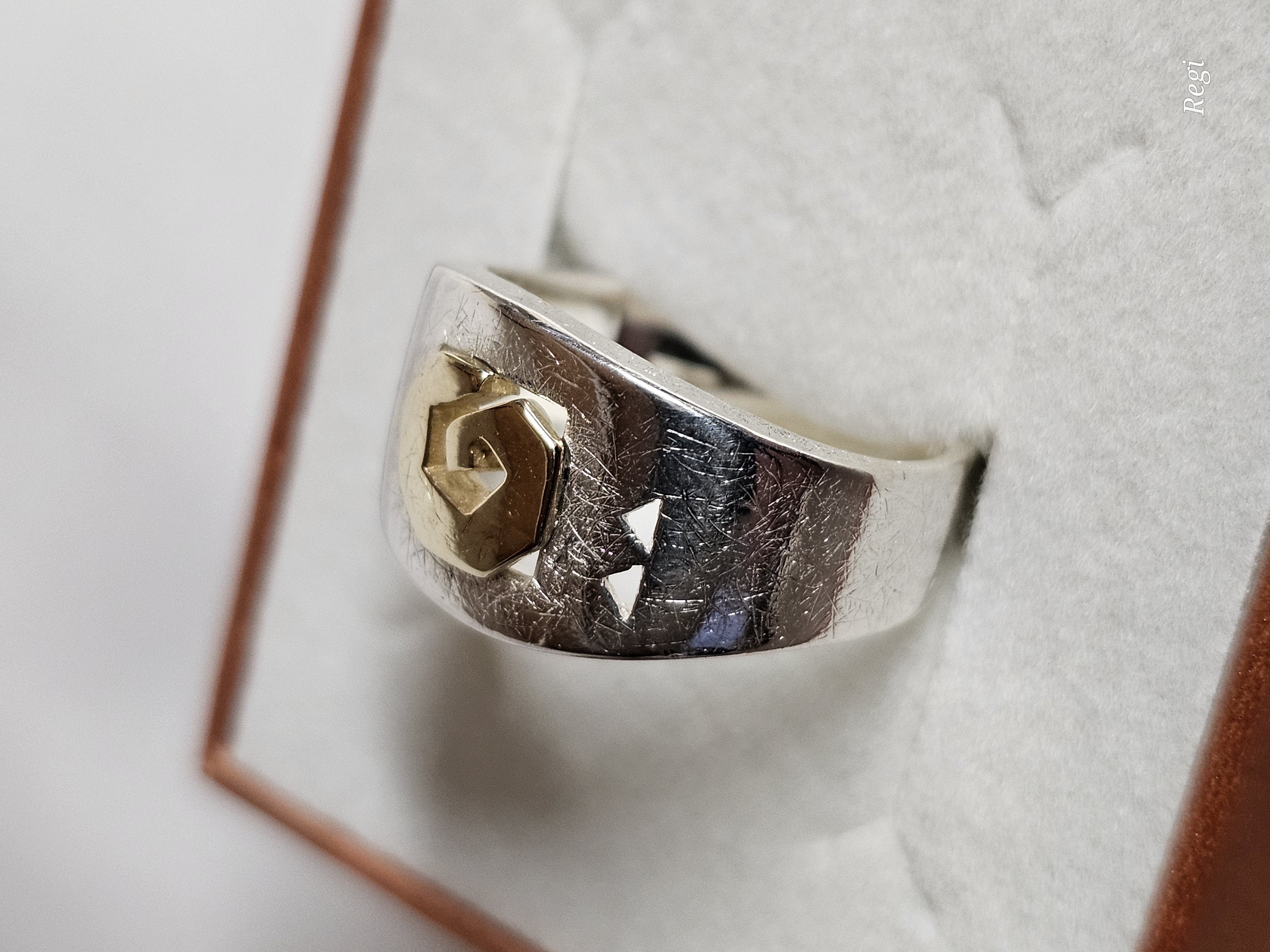 17,8 mm Silberring Ring Silber 925 teilvergoldet Motiv Design Vintage elegant SR1579