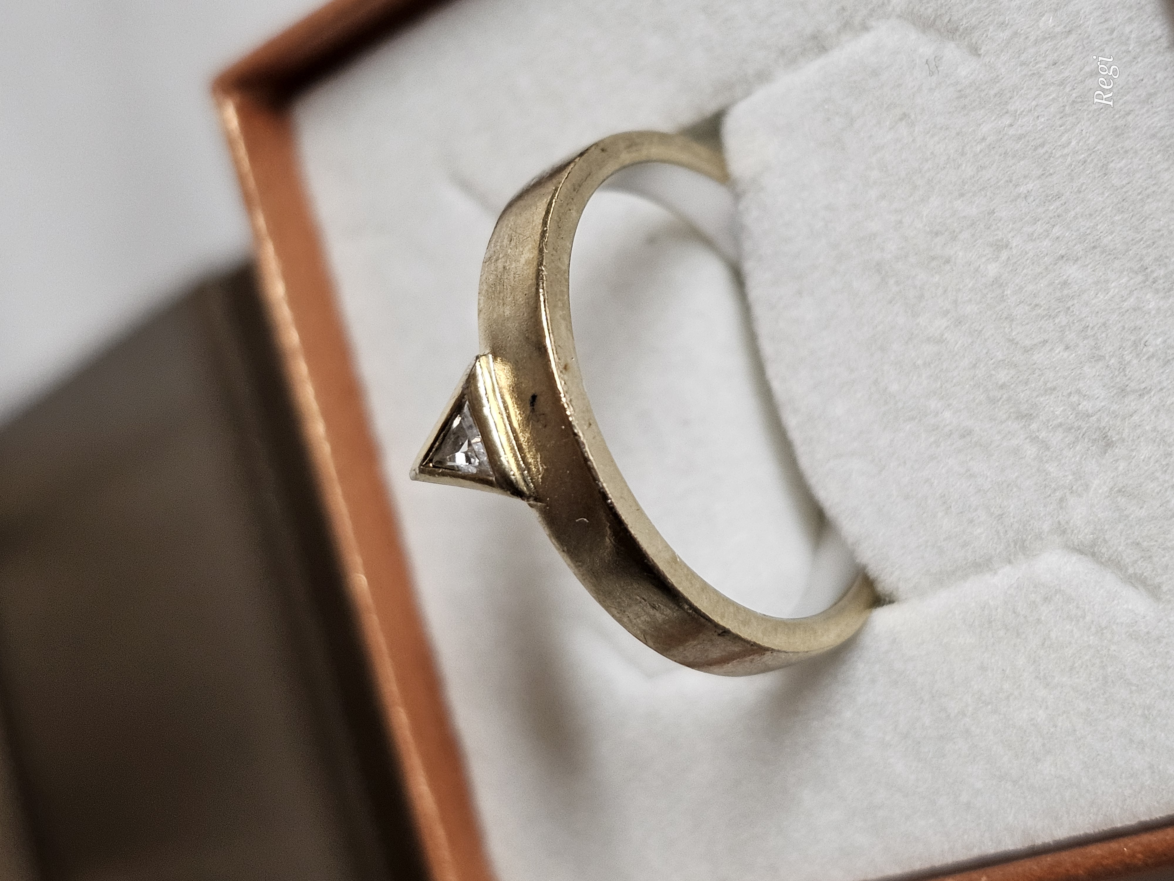 19,3 mm Stylischer Ring Silberring Silber 925 teilvergoldet Kristall klar Dreieck Design Vintage elegant SR1592 – Bild 2