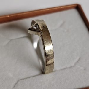 19,3 mm Stylischer Ring Silberring Silber 925 teilvergoldet Kristall klar Dreieck Design Vintage elegant SR1592