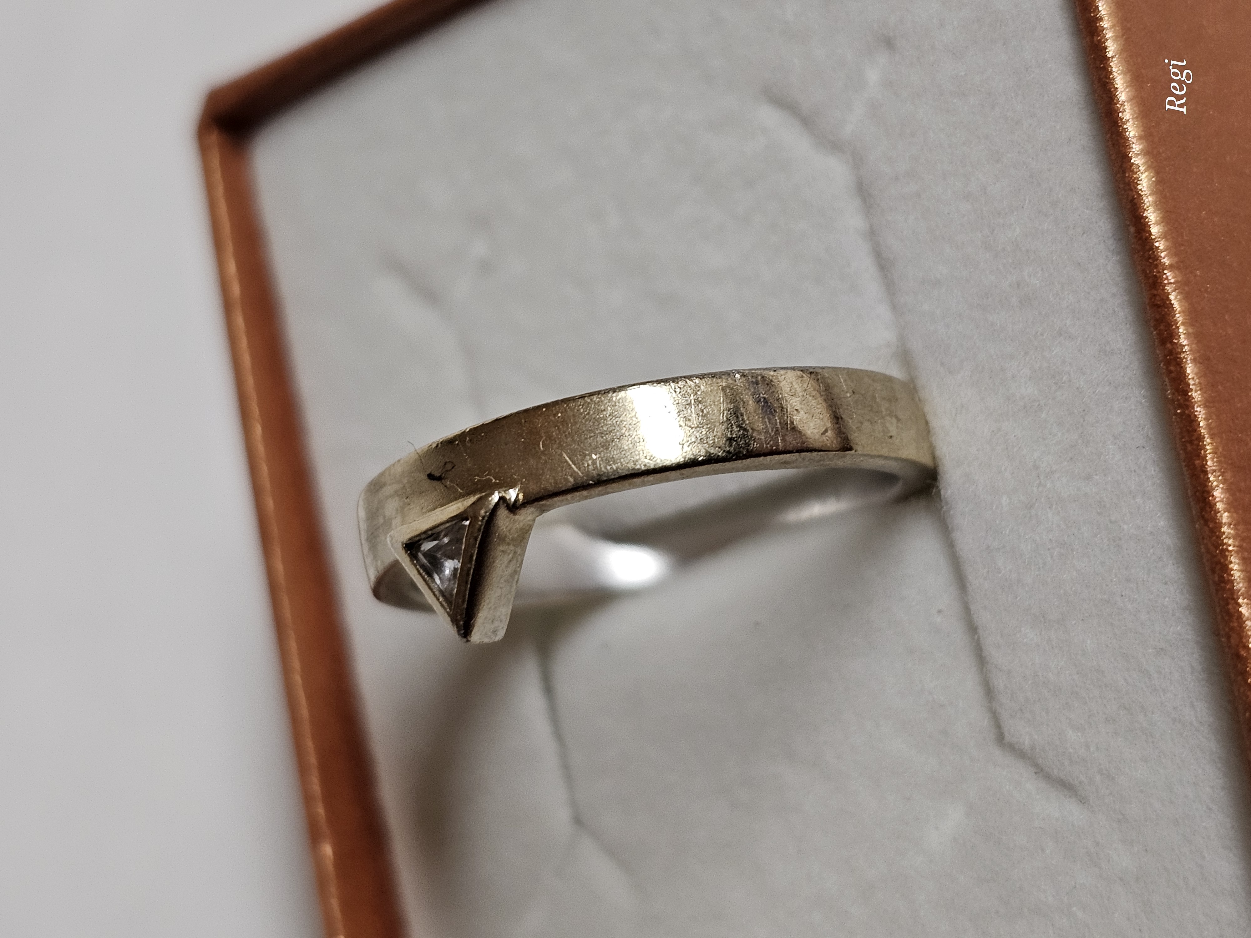 19,3 mm Stylischer Ring Silberring Silber 925 teilvergoldet Kristall klar Dreieck Design Vintage elegant SR1592