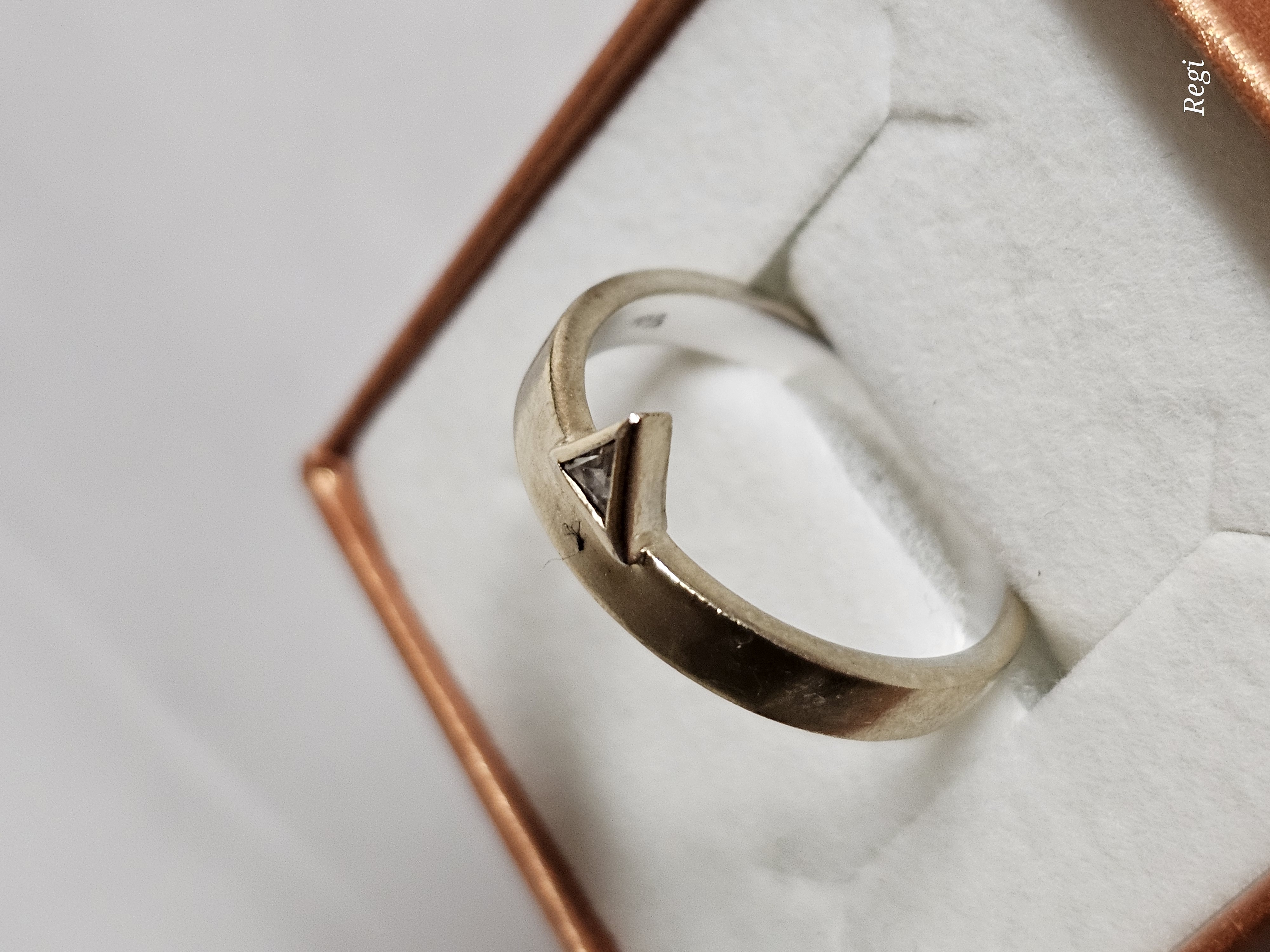 19,3 mm Stylischer Ring Silberring Silber 925 teilvergoldet Kristall klar Dreieck Design Vintage elegant SR1592 – Bild 3