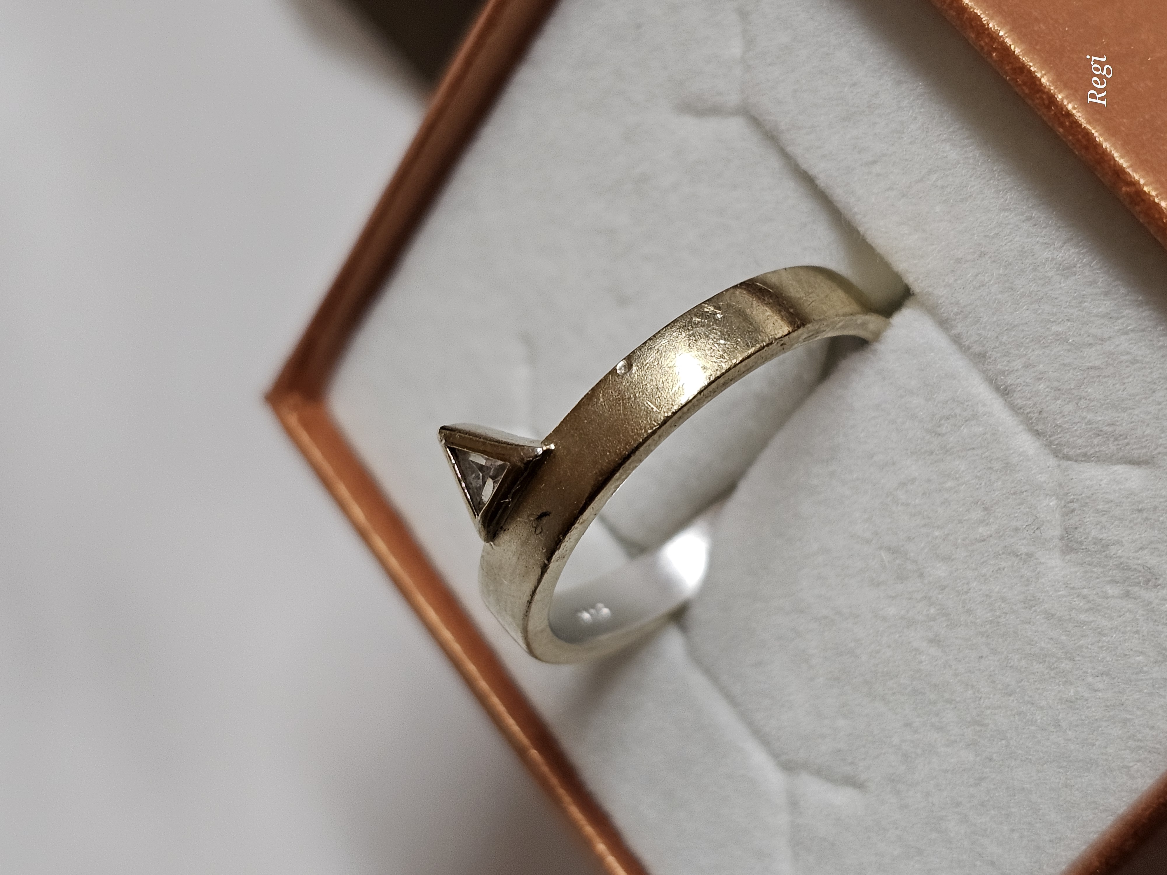 19,3 mm Stylischer Ring Silberring Silber 925 teilvergoldet Kristall klar Dreieck Design Vintage elegant SR1592 – Bild 4