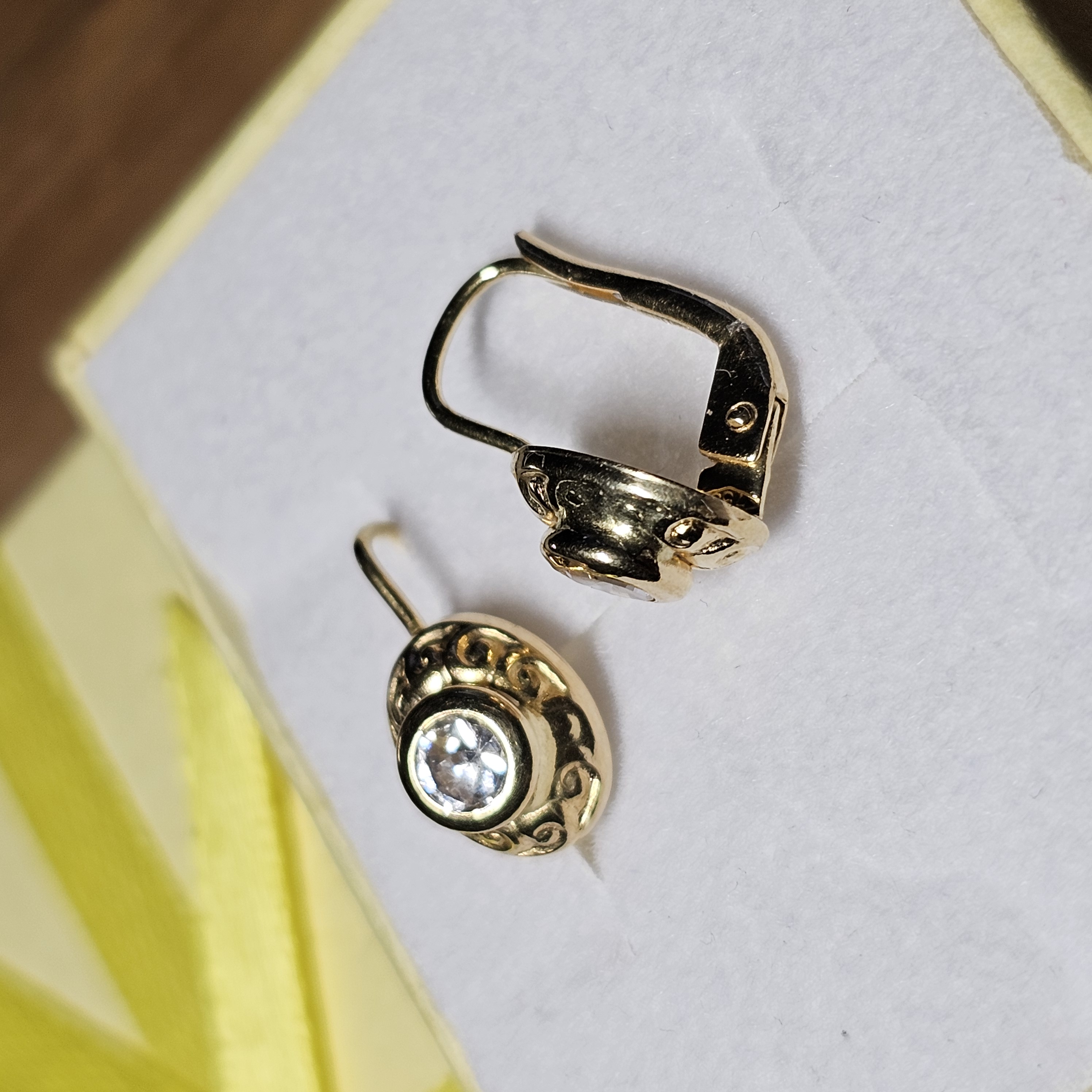 Nostalgische Ohrringe Ohrhänger Italien Gold 750 Kristall klar Shabby Vintage elegant OR209
