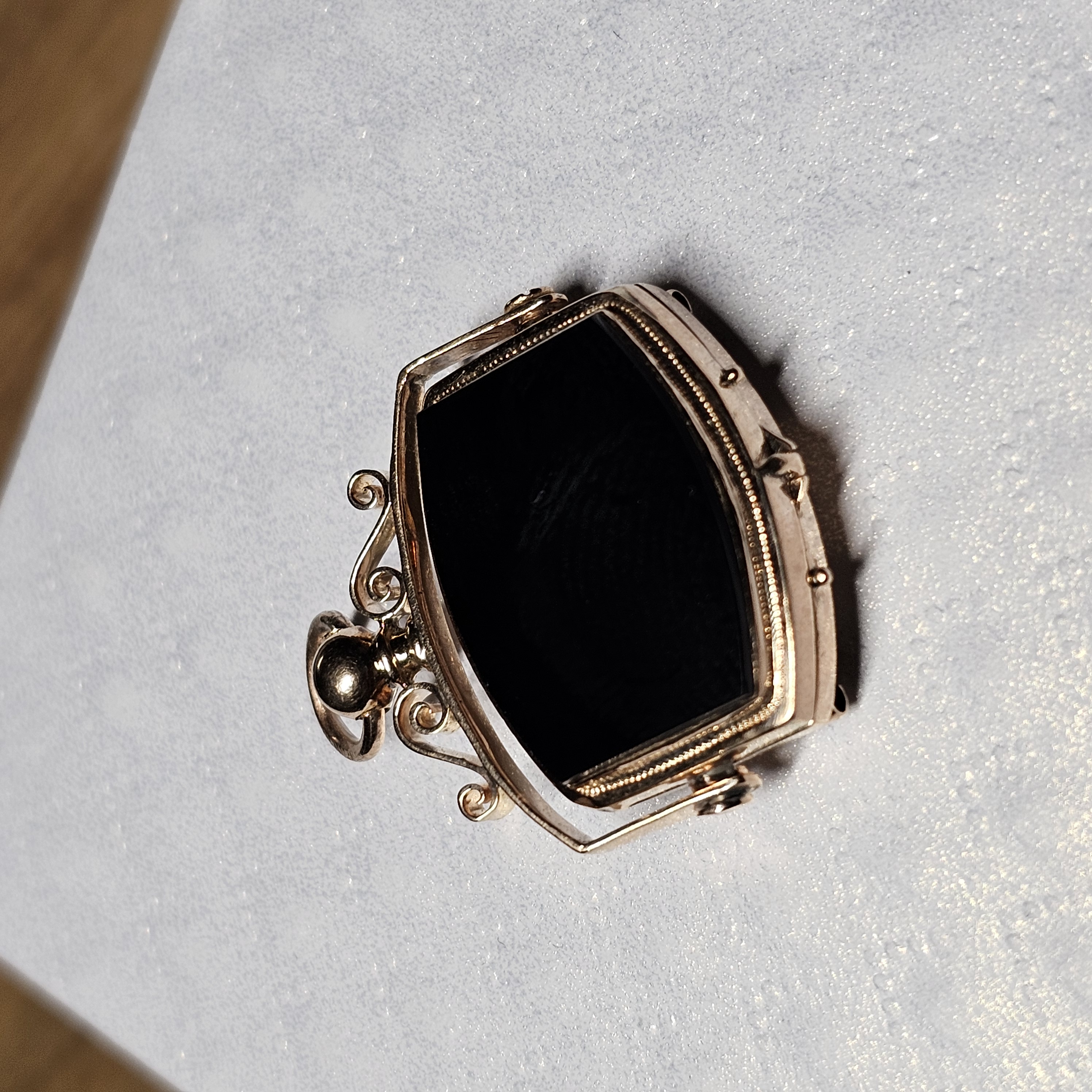 Nostalgisches Medaillon Anhänger ohne Kette Gold 585 Lagenstein Onyx schwarz Shabby Vintage elegant GAN257