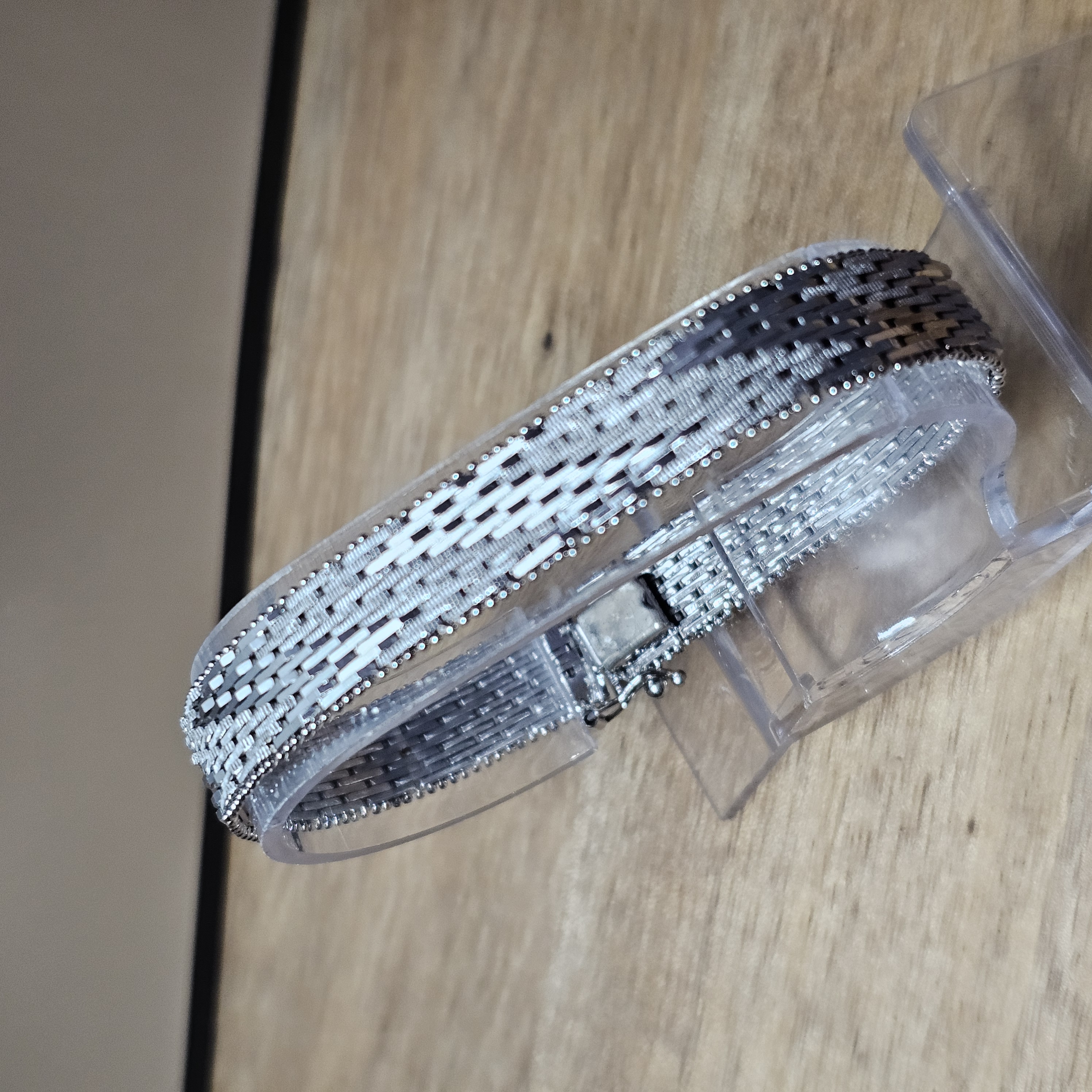 19 cm Teppicharmband Schlangenarmband Milanaise Armband Silber 835 Vintage Design edel glänzend SA565