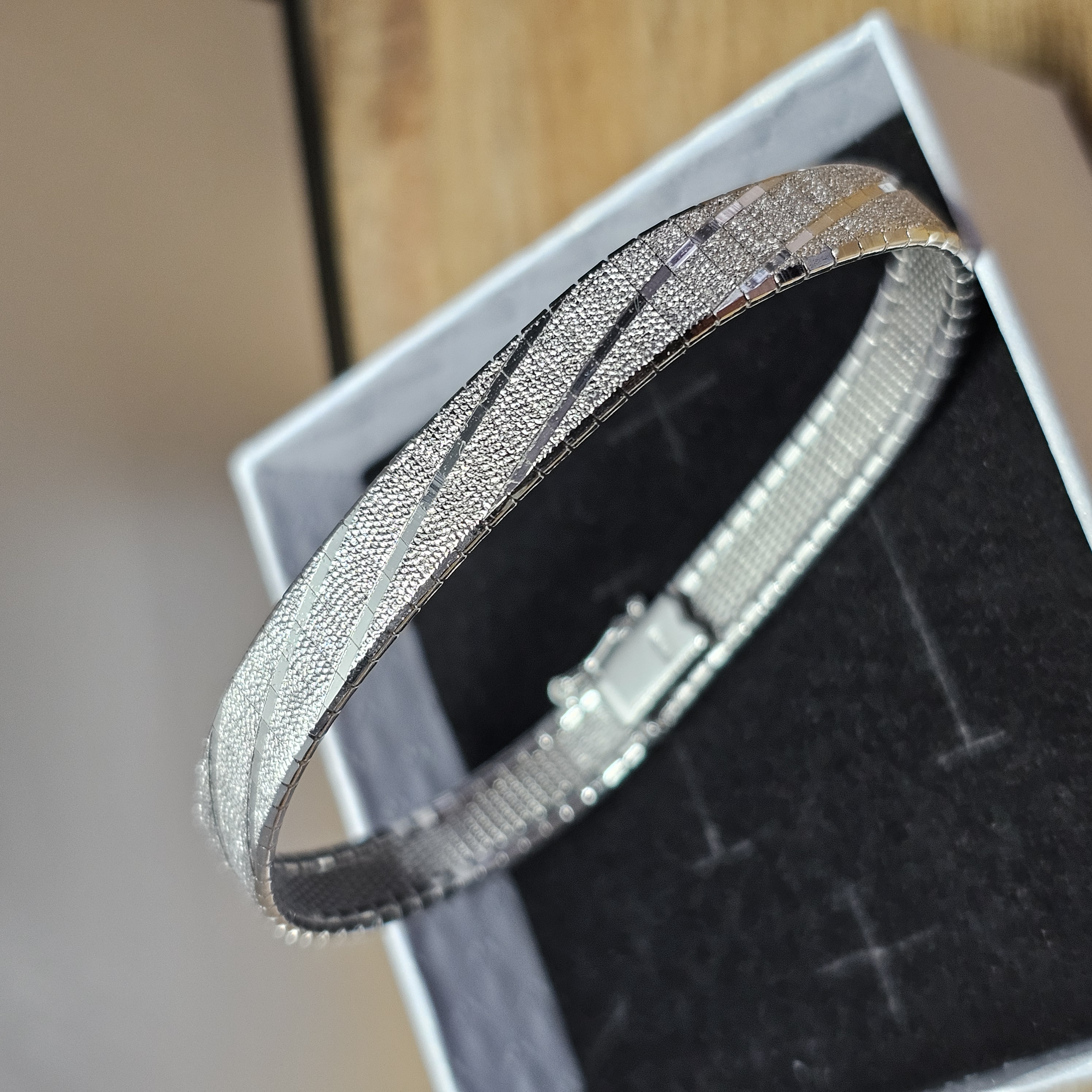 18,5 cm Teppicharmband Schlangenarmband Milanaisearmband Armband Silber 835 Vintage Design edel glänzend SA580