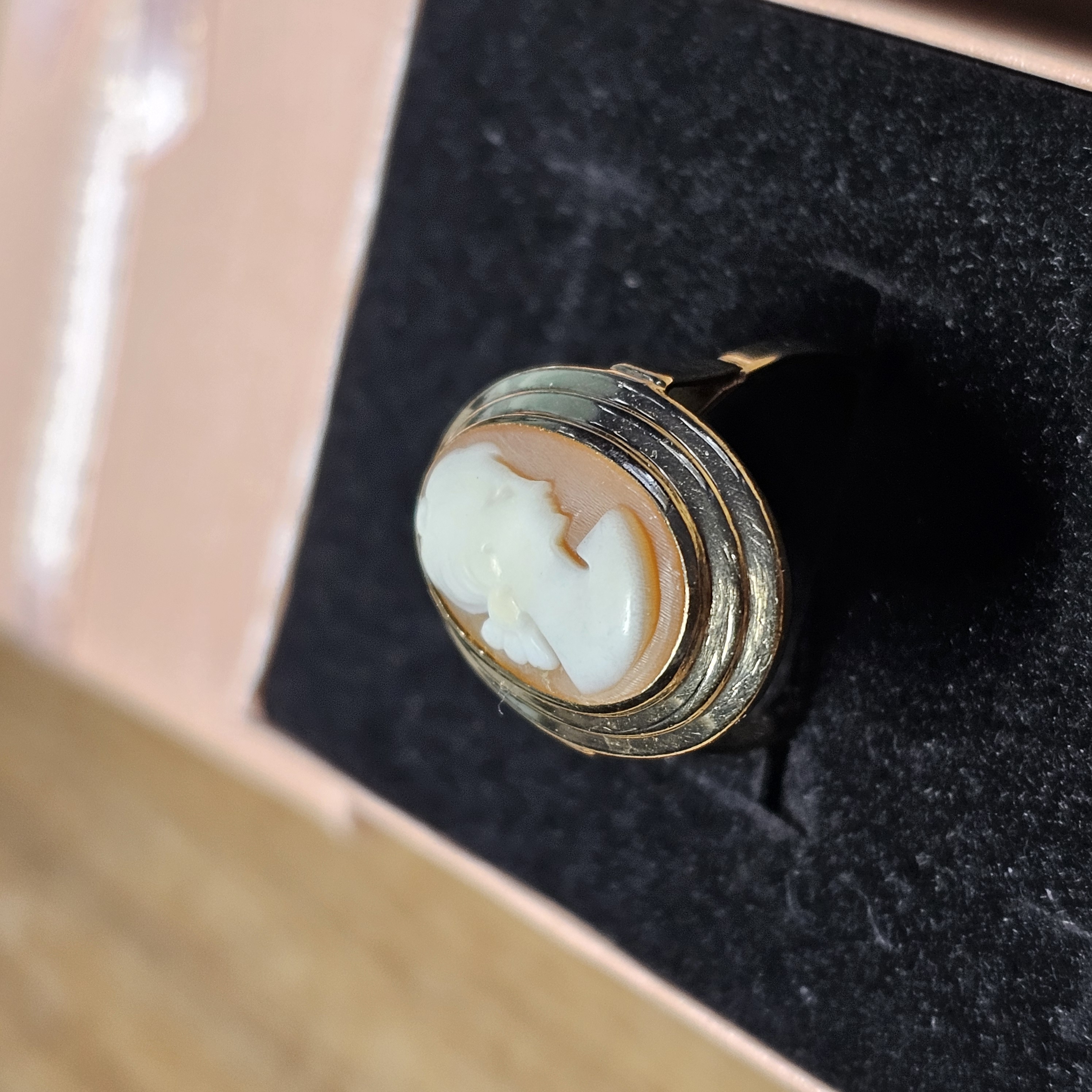 17,8 mm Nostalgischer Ring Goldring Gold 333 Kamee Gemme elegant Shabby Vintage selten rar GR356